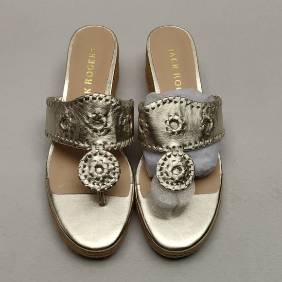 Jack Rogers Marbella Mid Wedge Whipstitch Thong Sandals - Picture 1 of 5
